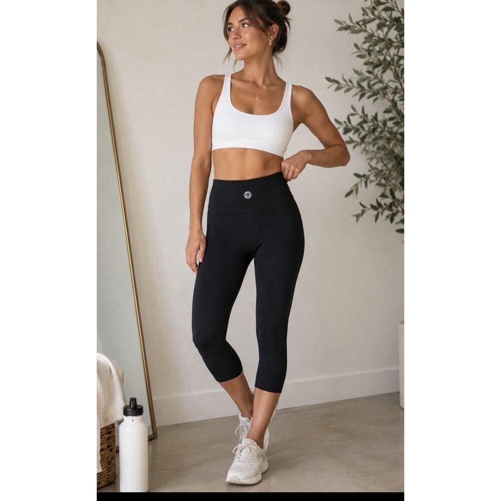 Tory Sport Black Cropped Leggings XS TP High Rise Athletic Yoga Workout Pants